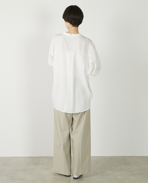 【パウダーデニムバンドカラーシャツ】 詳細画像 オフホワイト 8