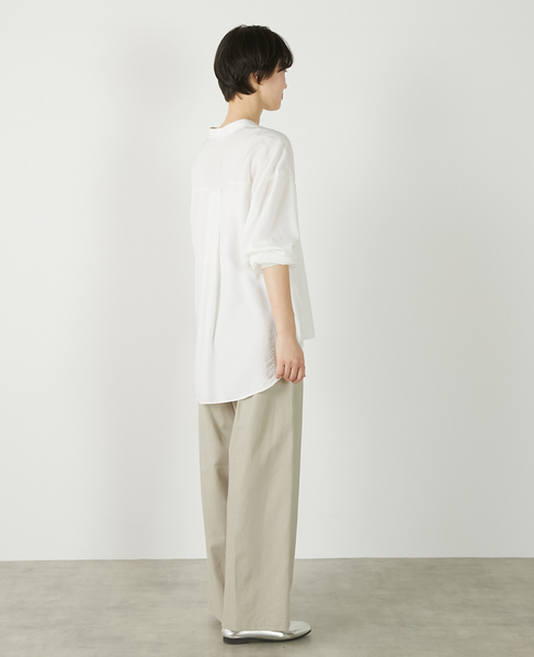 【パウダーデニムバンドカラーシャツ】 詳細画像 オフホワイト 9