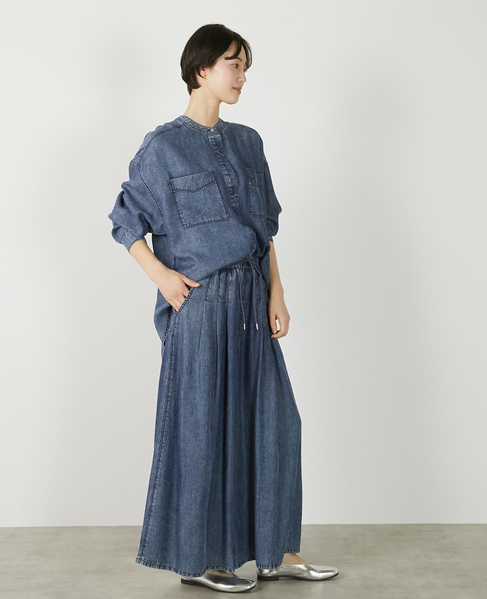 【パウダーデニムバンドカラーシャツ】 詳細画像 インディゴブルー 10