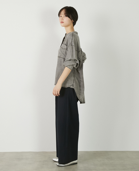 【パウダーデニムバンドカラーシャツ】 詳細画像 グレー 4