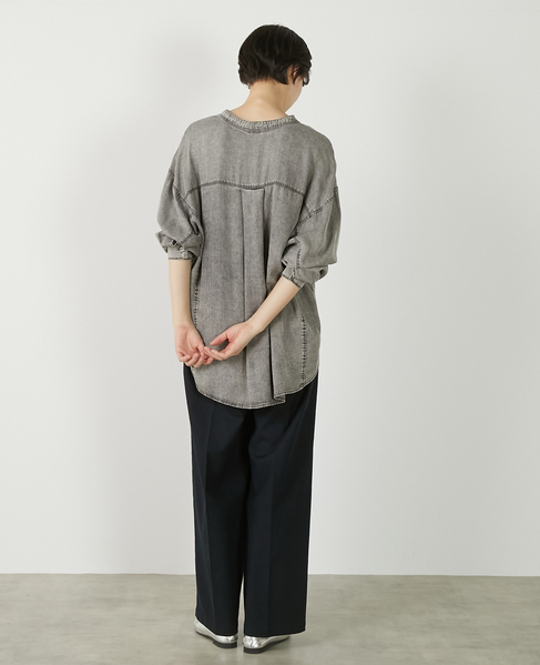 【パウダーデニムバンドカラーシャツ】 詳細画像 グレー 6
