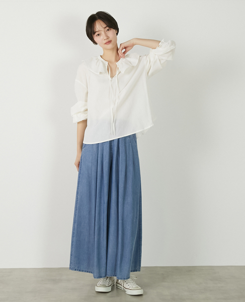 【ドライボイルフリルカラーブラウス】 詳細画像 オフホワイト 10