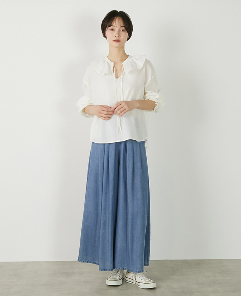 【ドライボイルフリルカラーブラウス】 詳細画像 オフホワイト 2