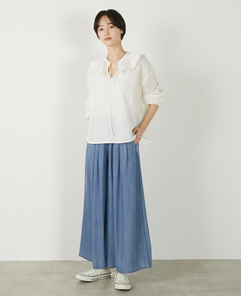 【ドライボイルフリルカラーブラウス】 詳細画像 オフホワイト 3