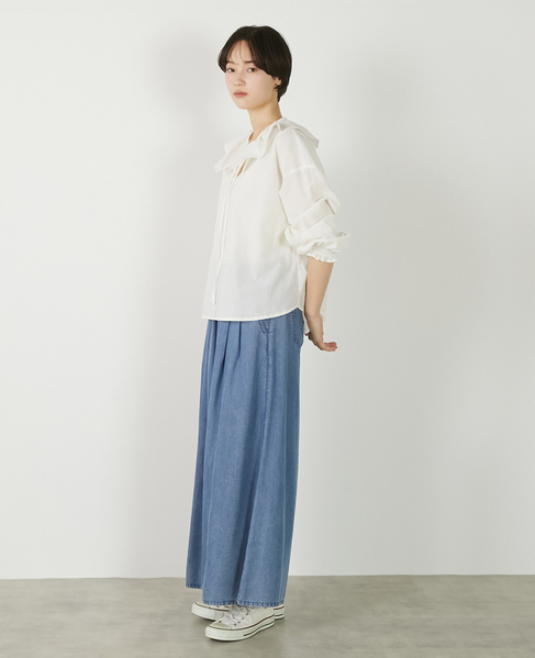 【ドライボイルフリルカラーブラウス】 詳細画像 オフホワイト 4