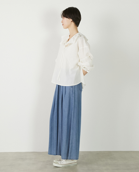 【ドライボイルフリルカラーブラウス】 詳細画像 オフホワイト 5