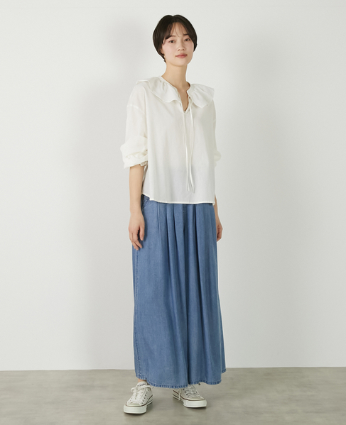 【ドライボイルフリルカラーブラウス】 詳細画像 オフホワイト 9