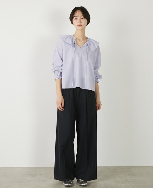 【ドライボイルフリルカラーブラウス】 詳細画像 ラベンダー 2