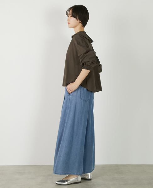 【ドライボイルフリルカラーブラウス】 詳細画像 ダークブラウン 5