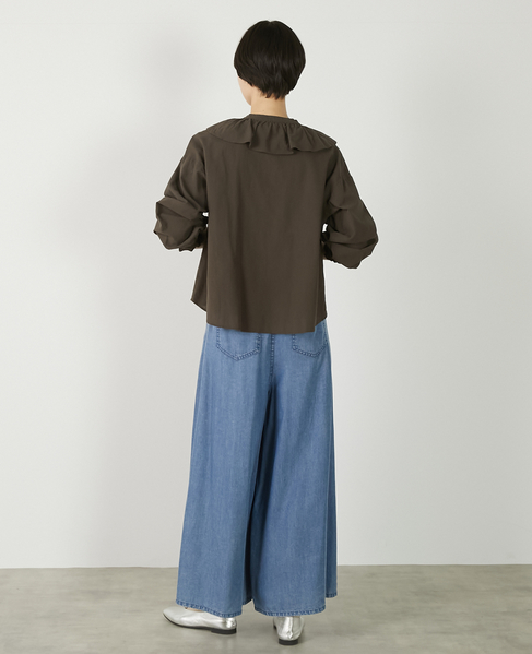 【ドライボイルフリルカラーブラウス】 詳細画像 ダークブラウン 6