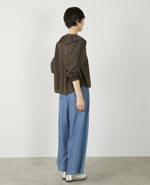 【ドライボイルフリルカラーブラウス】 詳細画像 ダークブラウン 7
