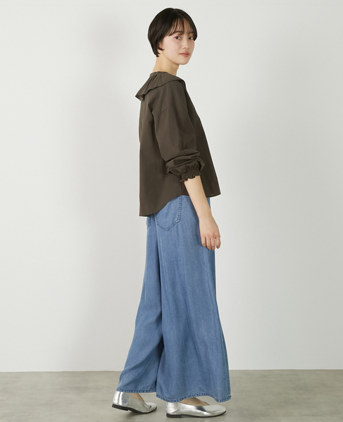 【ドライボイルフリルカラーブラウス】 詳細画像 ダークブラウン 8