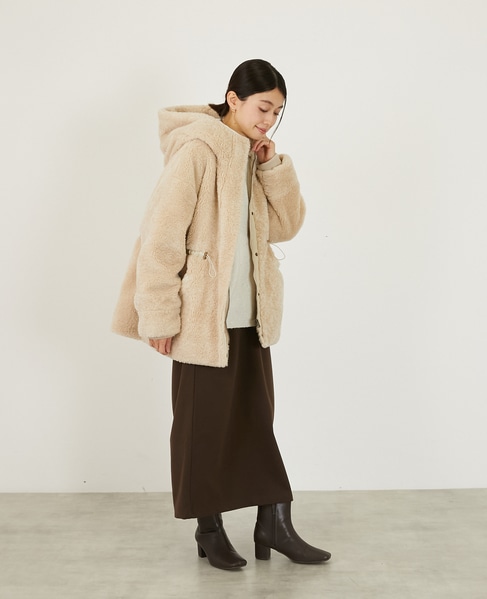 【ボアドロストモッズコート】 詳細画像 ライトベージュ 8