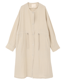 【リネンMIXノーカラードロストコート】