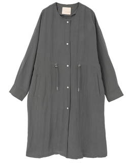 【リネンMIXノーカラードロストコート】
