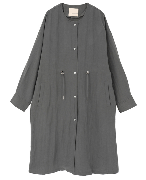 【リネンMIXノーカラードロストコート】 詳細画像 チャコールグレー 1