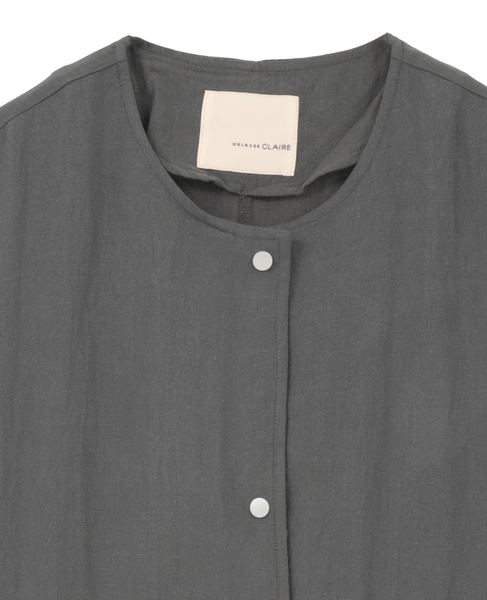 【リネンMIXノーカラードロストコート】 詳細画像 チャコールグレー 3
