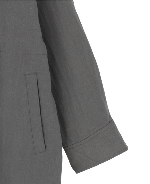 【リネンMIXノーカラードロストコート】 詳細画像 チャコールグレー 4