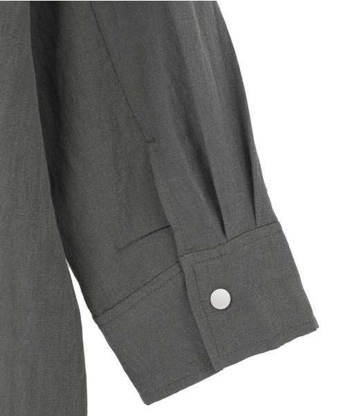 【リネンMIXノーカラードロストコート】 詳細画像 チャコールグレー 5