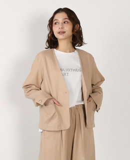 【リネンレーヨンカラーレスVジャケット】