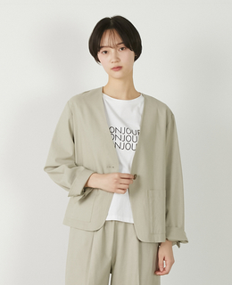 【リネンレーヨンカラーレスVジャケット】