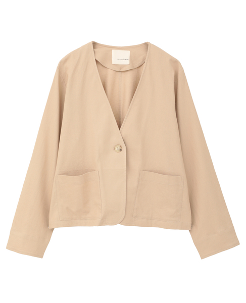 【リネンレーヨンカラーレスVジャケット】 詳細画像 ベージュ 12