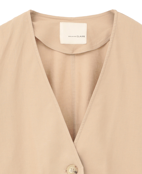 【リネンレーヨンカラーレスVジャケット】 詳細画像 ベージュ 14
