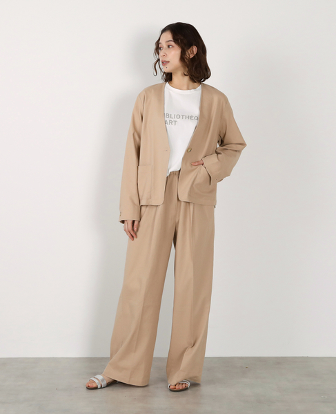 【リネンレーヨンカラーレスVジャケット】 詳細画像 ベージュ 3