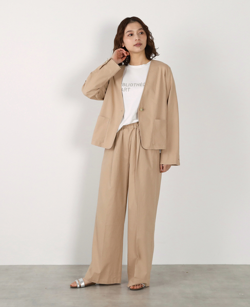 【リネンレーヨンカラーレスVジャケット】 詳細画像 ベージュ 4