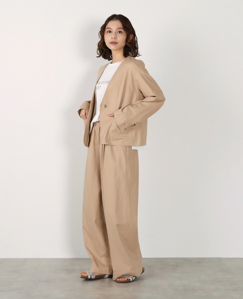【リネンレーヨンカラーレスVジャケット】 詳細画像 ベージュ 5