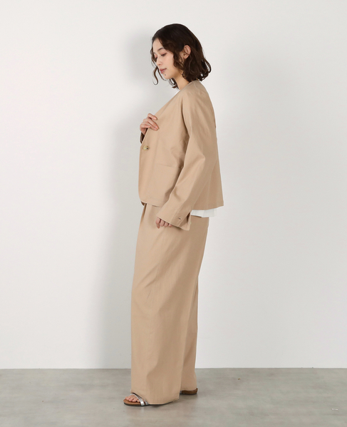 【リネンレーヨンカラーレスVジャケット】 詳細画像 ベージュ 6