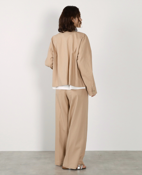 【リネンレーヨンカラーレスVジャケット】 詳細画像 ベージュ 9