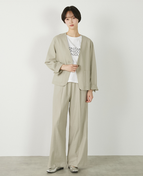 【リネンレーヨンカラーレスVジャケット】 詳細画像 セージグリーン 2