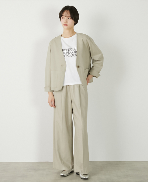 【リネンレーヨンカラーレスVジャケット】 詳細画像 セージグリーン 3