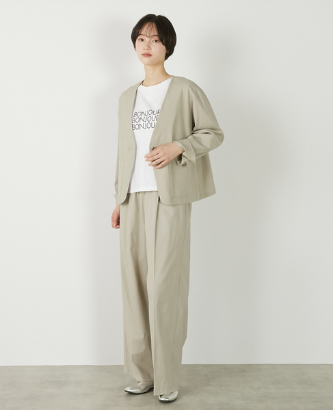 【リネンレーヨンカラーレスVジャケット】 詳細画像 セージグリーン 4