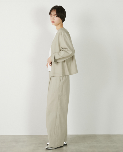 【リネンレーヨンカラーレスVジャケット】 詳細画像 セージグリーン 5