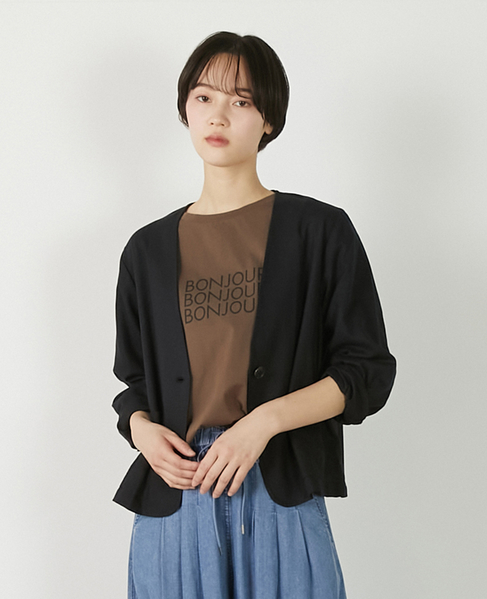 【リネンレーヨンカラーレスVジャケット】 詳細画像 ダークネイビー 1