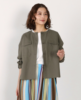 【綿麻クルーシャツジャケット】