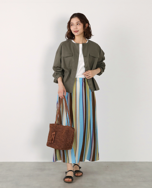 【綿麻クルーシャツジャケット】 詳細画像 カーキ 11