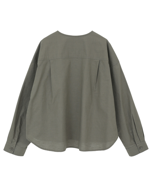 【綿麻クルーシャツジャケット】 詳細画像 カーキ 13