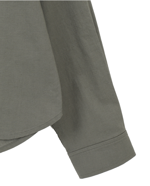 【綿麻クルーシャツジャケット】 詳細画像 カーキ 15