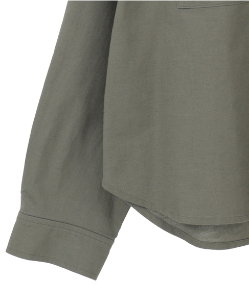 【綿麻クルーシャツジャケット】 詳細画像 カーキ 16