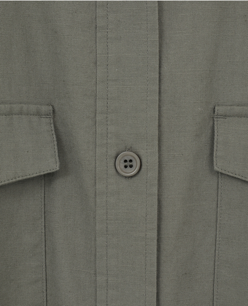 【綿麻クルーシャツジャケット】 詳細画像 カーキ 17