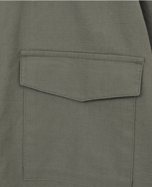 【綿麻クルーシャツジャケット】 詳細画像 カーキ 18