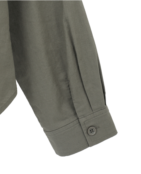 【綿麻クルーシャツジャケット】 詳細画像 カーキ 19