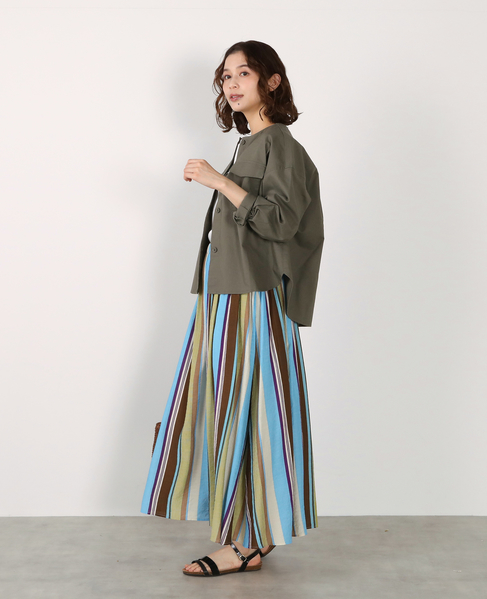 【綿麻クルーシャツジャケット】 詳細画像 カーキ 5