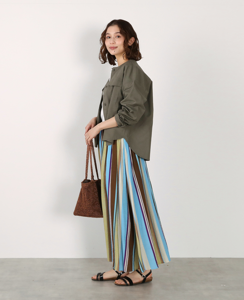 【綿麻クルーシャツジャケット】 詳細画像 カーキ 6