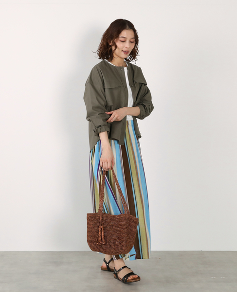 【綿麻クルーシャツジャケット】 詳細画像 カーキ 9