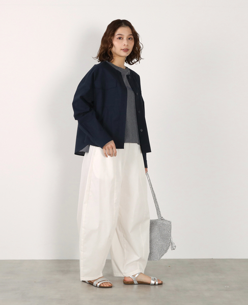 【綿麻クルーシャツジャケット】 詳細画像 ダークネイビー 10