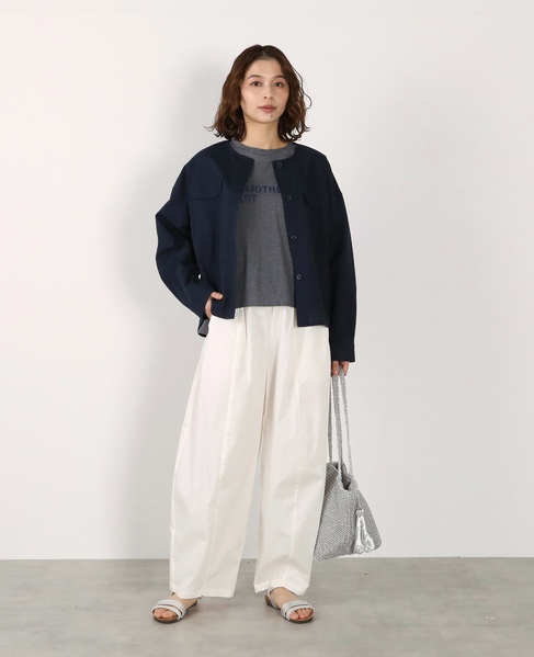 【綿麻クルーシャツジャケット】 詳細画像 ダークネイビー 11